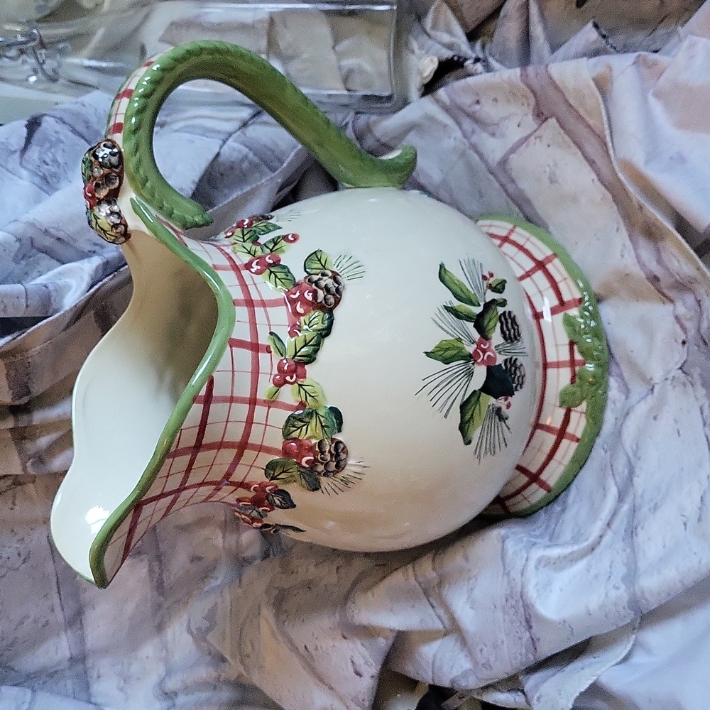 Tracy Porter Large Pitcher The winterland Collection Hand Painted